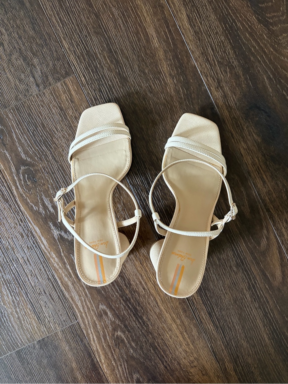 Sam Edelman Ivory Strappy Square-Toe Heeled Sandals